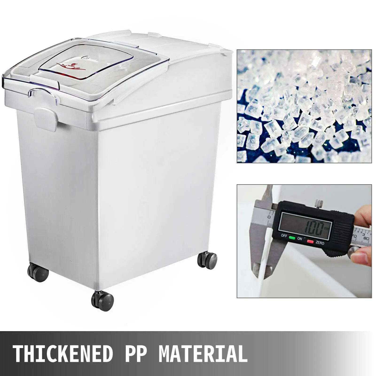 VEVOR 25L Dry Ingredient Storage Bin with Scoop Caster Dustproof Rice Flour Soybeans for Restaurant Kitchen Commercial