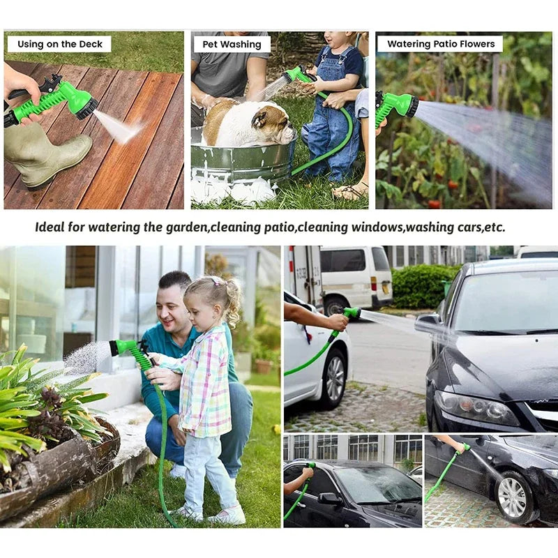 Retractable Magic Garden Hose High Pressure Car Wash Water Gun Portable Pressure Washer for Home Garage Patio Outdoor Cleaning