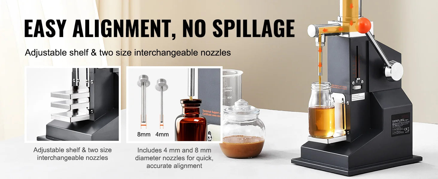 SucceBuy A03 5-50ml/5-100ml Manual Liquid Filling Machine Paste Bottle Filler Adjustable with Hopper for Water Shampoo Honey