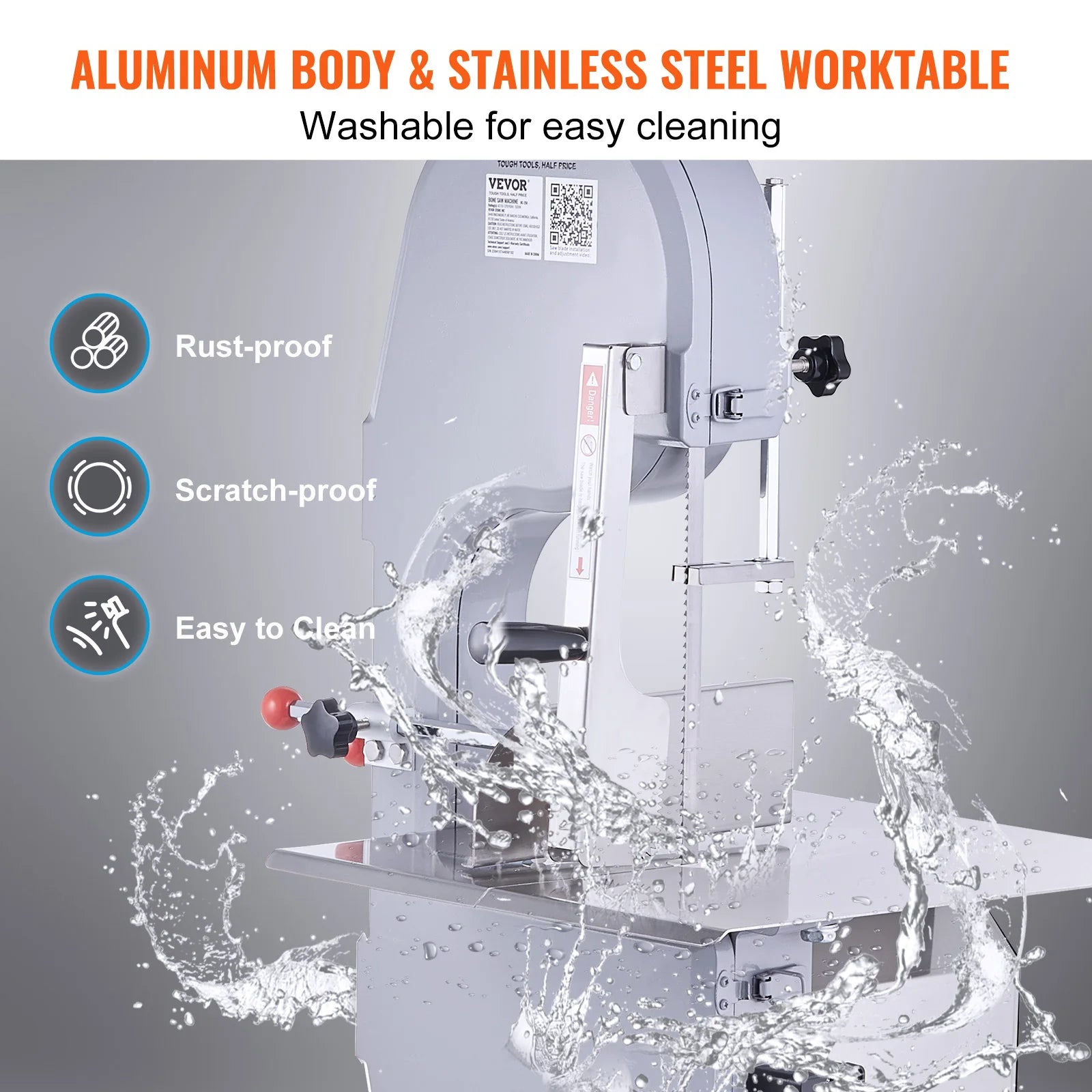 SucceBuy Commercial Electric Meat Bone Saw Machine 1500W Stainless Steel Blade Bone Bandsaw Machine Workbench Countertop Bone
