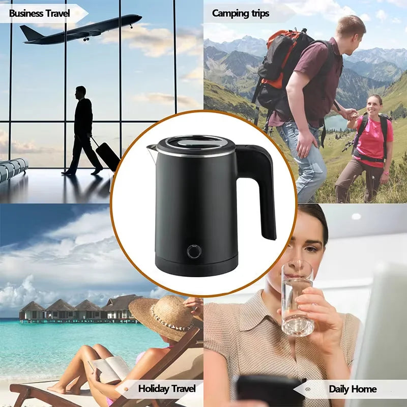 Travel Electric Kettle 500ML Stainless Steel Portable Water Boiler for Tea Coffee Home Kitchen Electric Teapot Smart Kettle