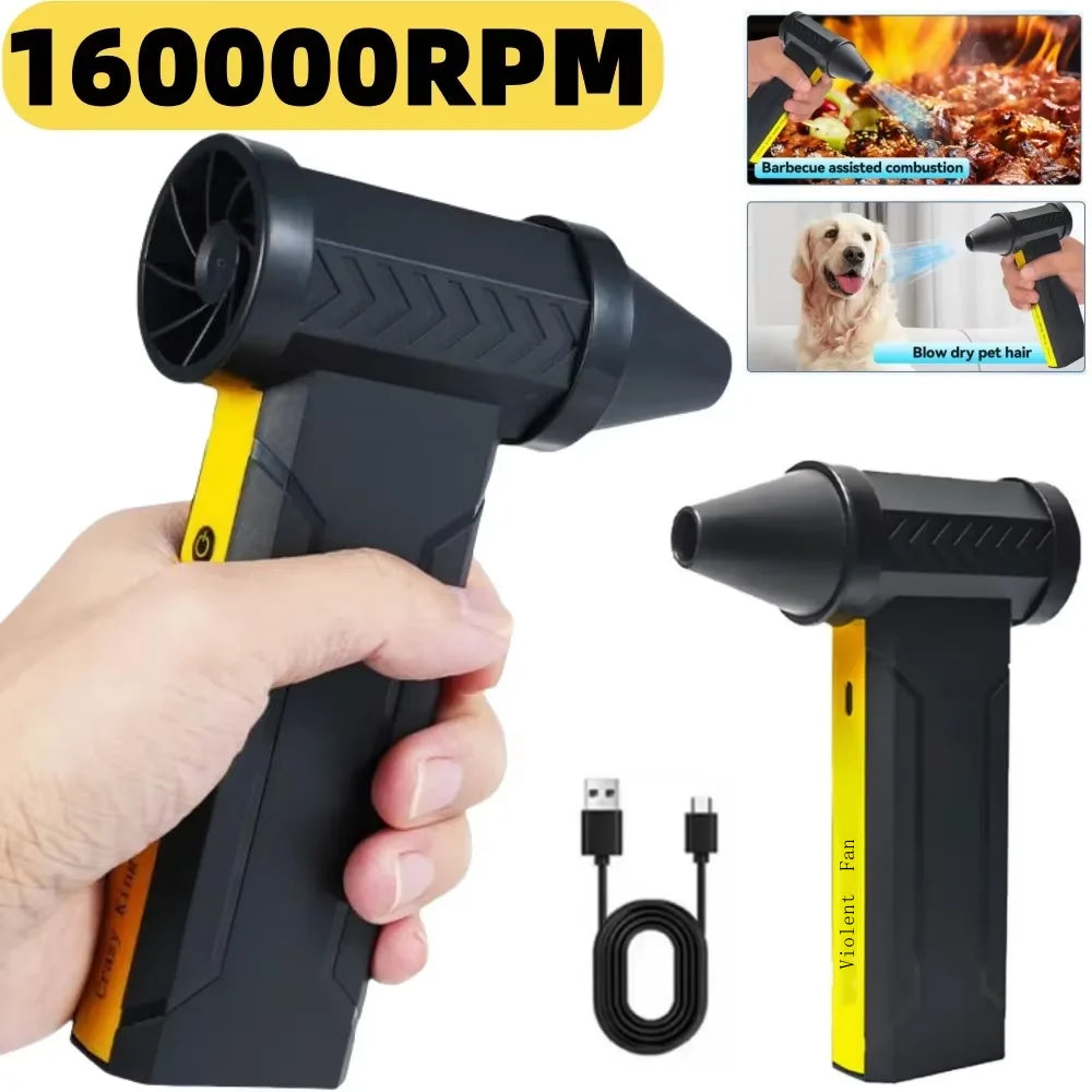 Electric Turbo Jet Fan 160000 RPM Brushless Motor High-Speed Turbo Violent Fan USB Rechargeable Powerful Dust Blower 10000mAh