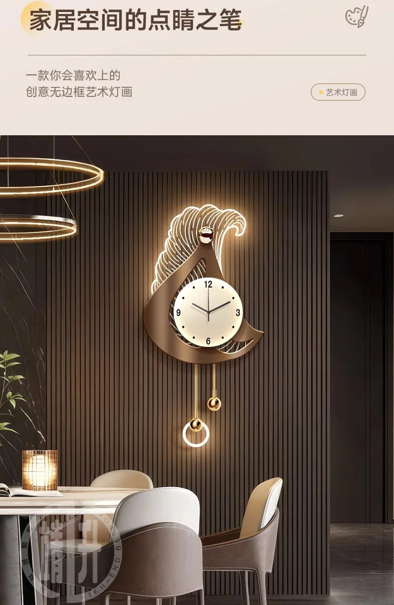 Luminous Glass Wall Clocks Art Pendulum Gold Horloge Wall Clocks Murale Design Reloj De Cocina De Pared Living Room Furniture