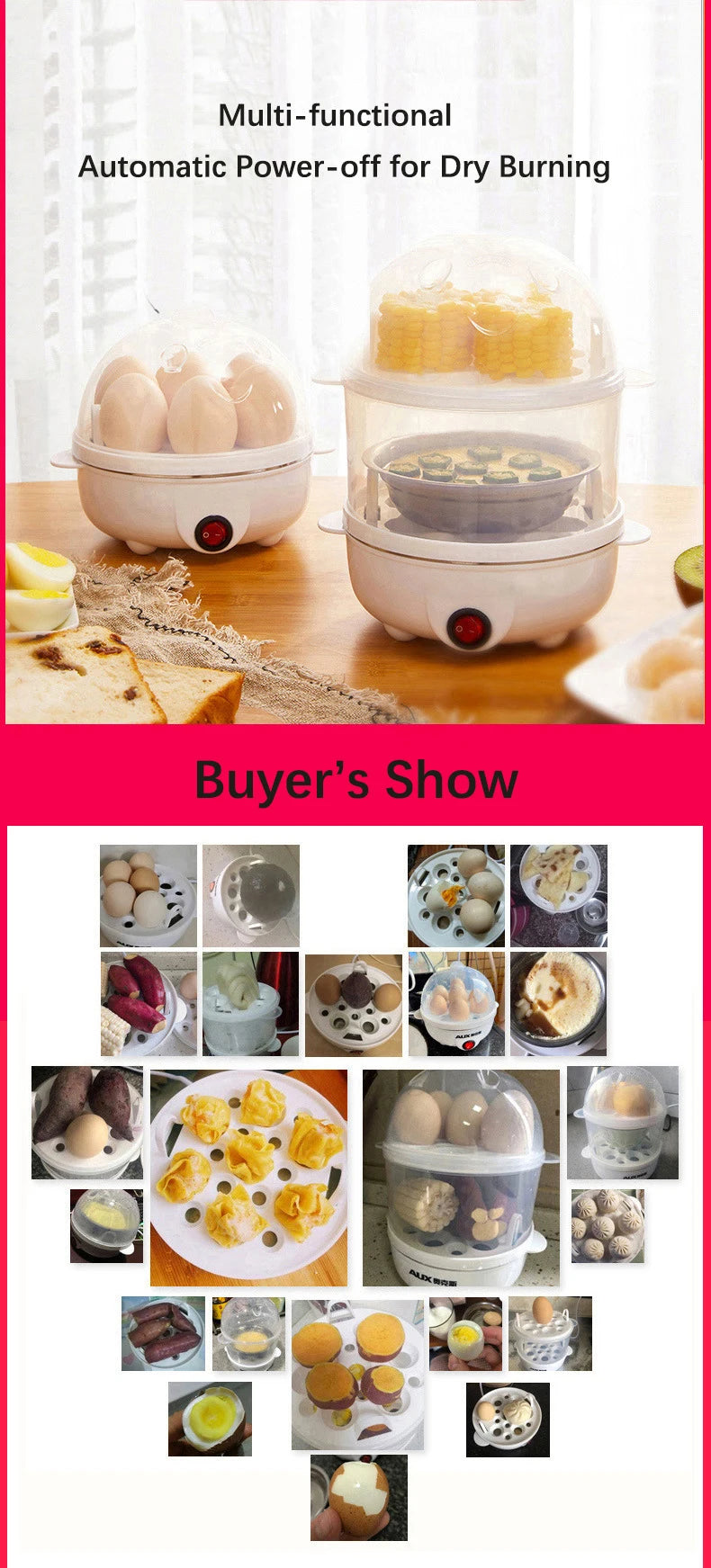 Electric Eggs Cooker, Rapid Multifunctional Mini Eggs Cooker Boiler For Poached Eggs, Scrambled Eggs, Omelets, Auto Shut