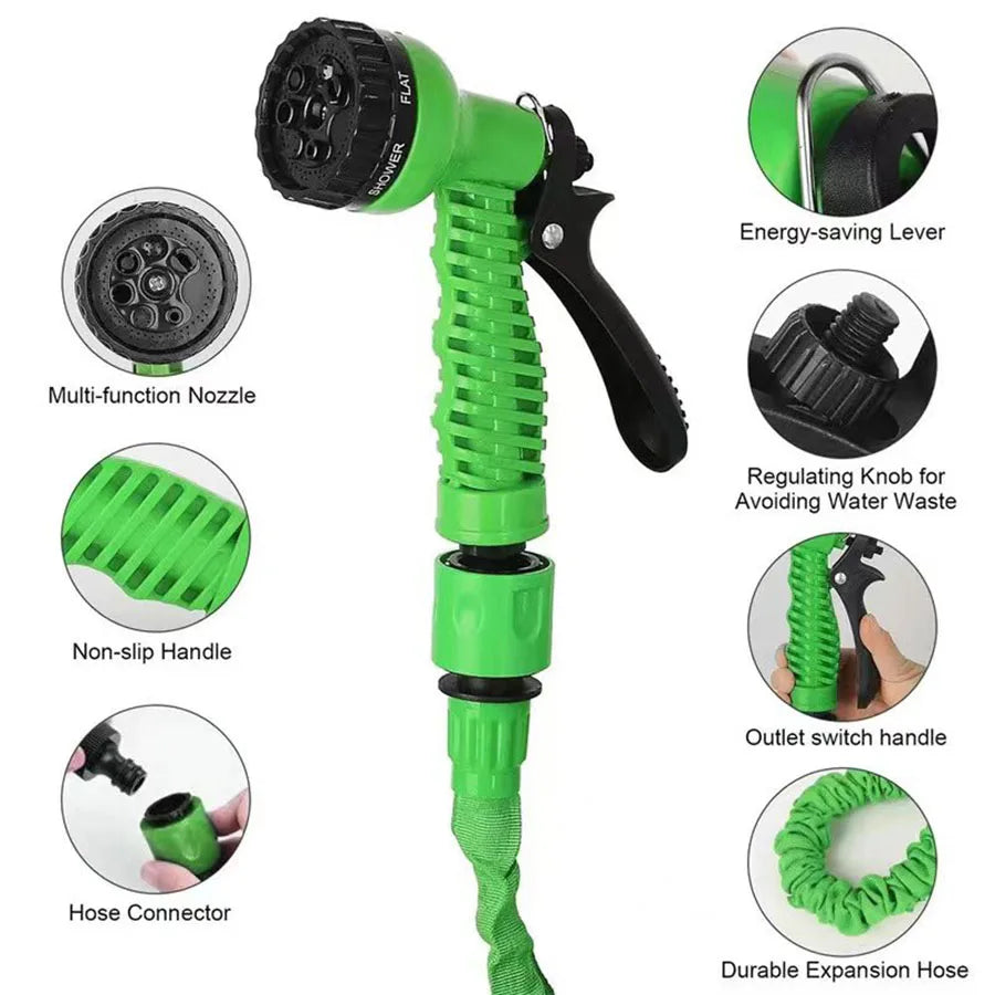 Retractable Magic Garden Hose High Pressure Car Wash Water Gun Portable Pressure Washer for Home Garage Patio Outdoor Cleaning