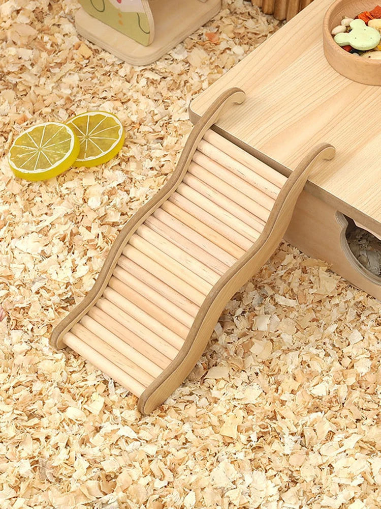 1PC Small pet supplies, cages, decorative accessories, wooden wavy stairs, hamster toys, curved chutes, small animals