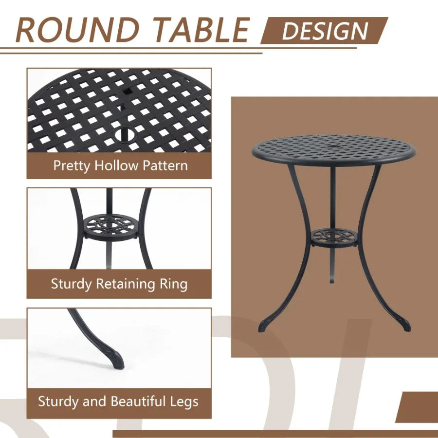 Outdoor 3 Piece Bistro Set Cast Aluminum Bistro Table and Chairs