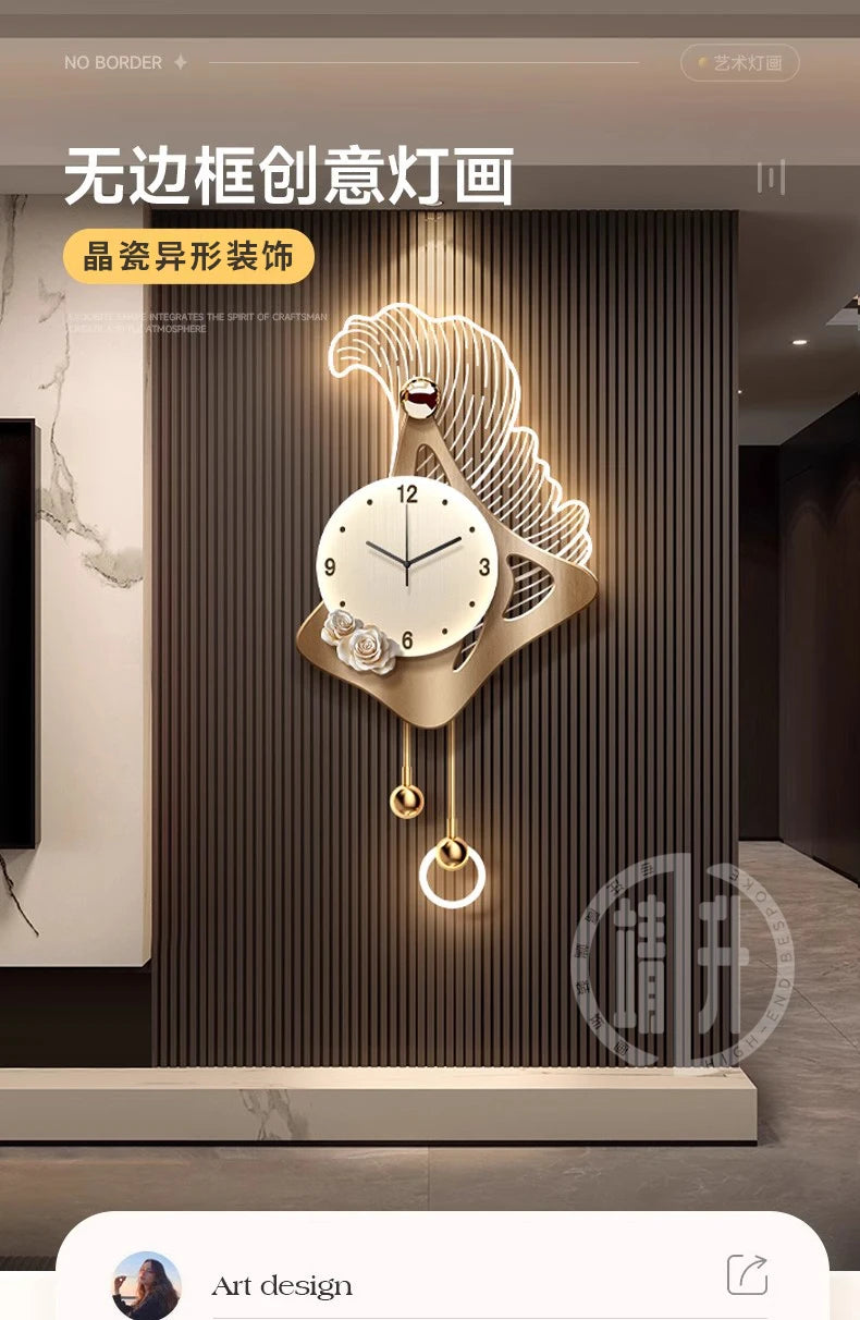 Luminous Glass Wall Clocks Art Pendulum Gold Horloge Wall Clocks Murale Design Reloj De Cocina De Pared Living Room Furniture
