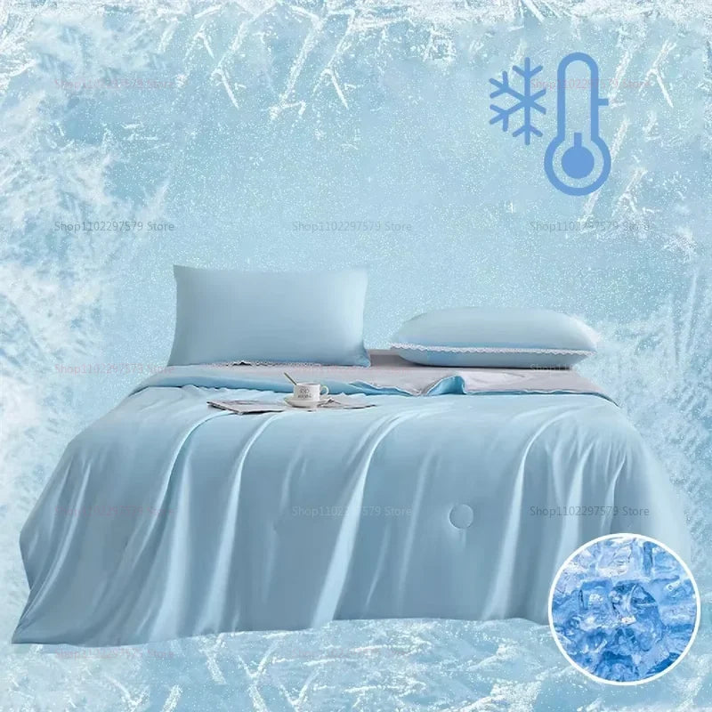 Cooling Blanket Cold Technology Bedding Summer Patchwork Quilts Soft Fashion INS Japan&Korean Green Cold Throws AB Side