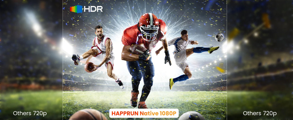 HAPPRUN 12000L 1080P WiFi Bluetooth Projector with Screen, One-Step Mirroring, Outdoor Portable Projector for Phone/HDMI/TV