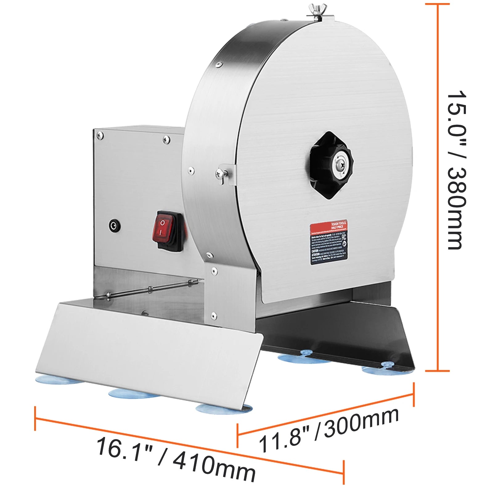 SucceBuy Electric Vegetable Slicer 0-12mm Thickness Adjustable Commercial Slicer Machine Stainless Steel Food Cutter Machine