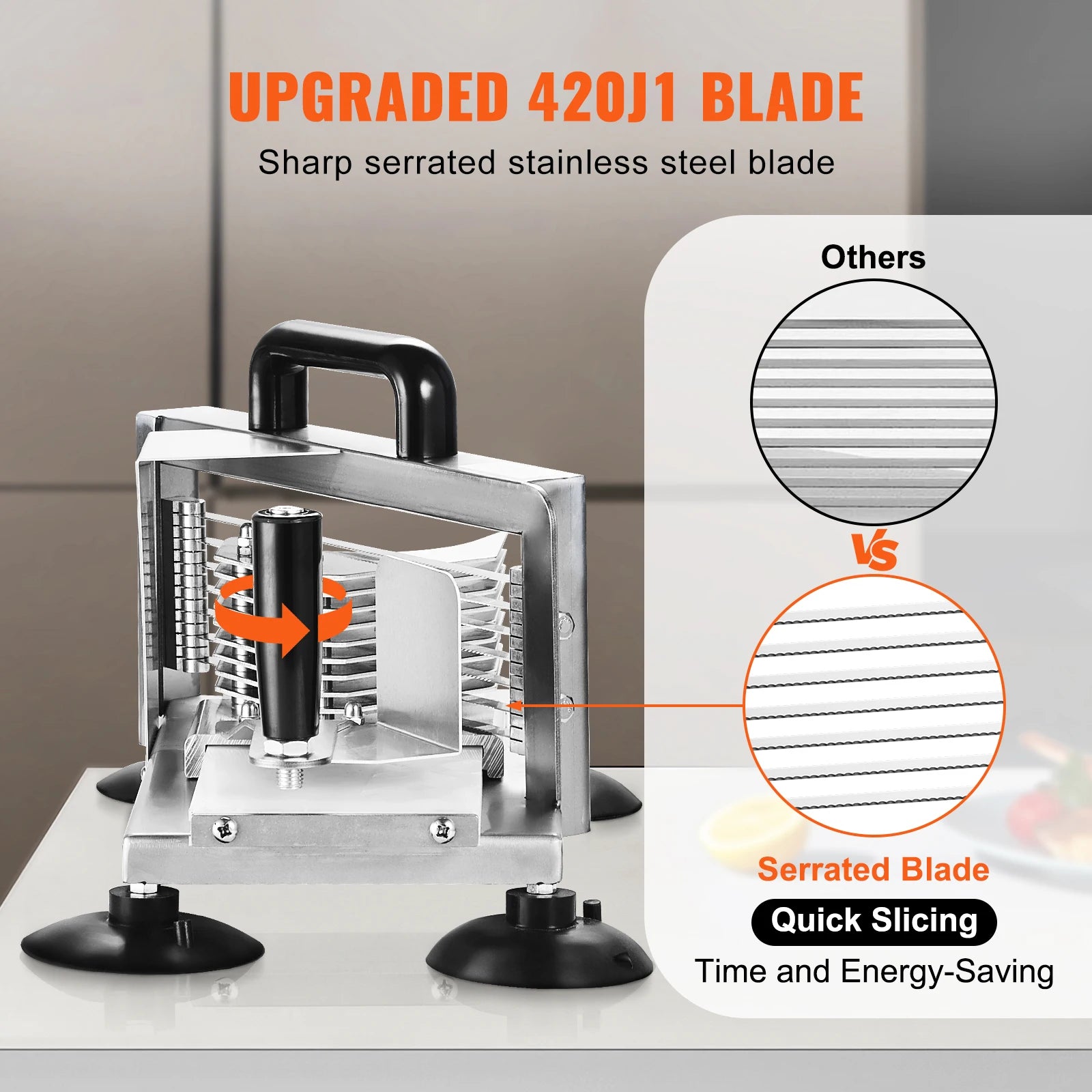 SucceBuy Tomato Slicer 3/16 inch Tomato Cutter Slicer Stainless Steel Heavy Duty Tomato Slicer Machine, Manual Tomato Slicer