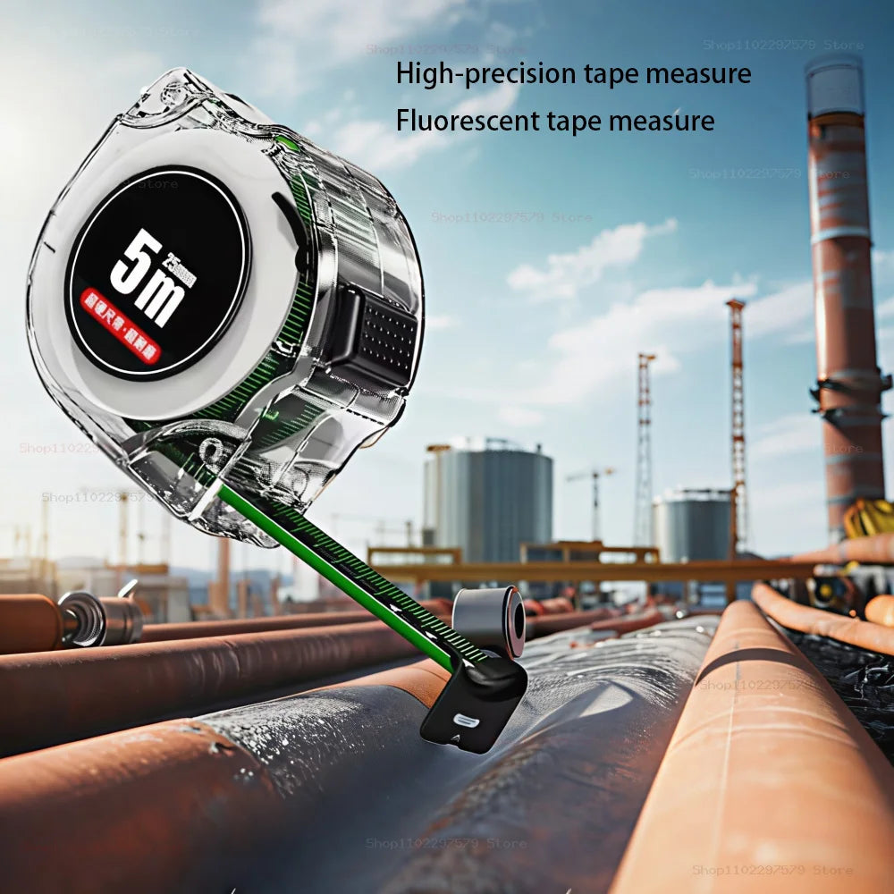 10M Black Fluorescent Tape Measure High Precision Thickened Tape Measure Wear-resistant and Drop-proof Tape Measure