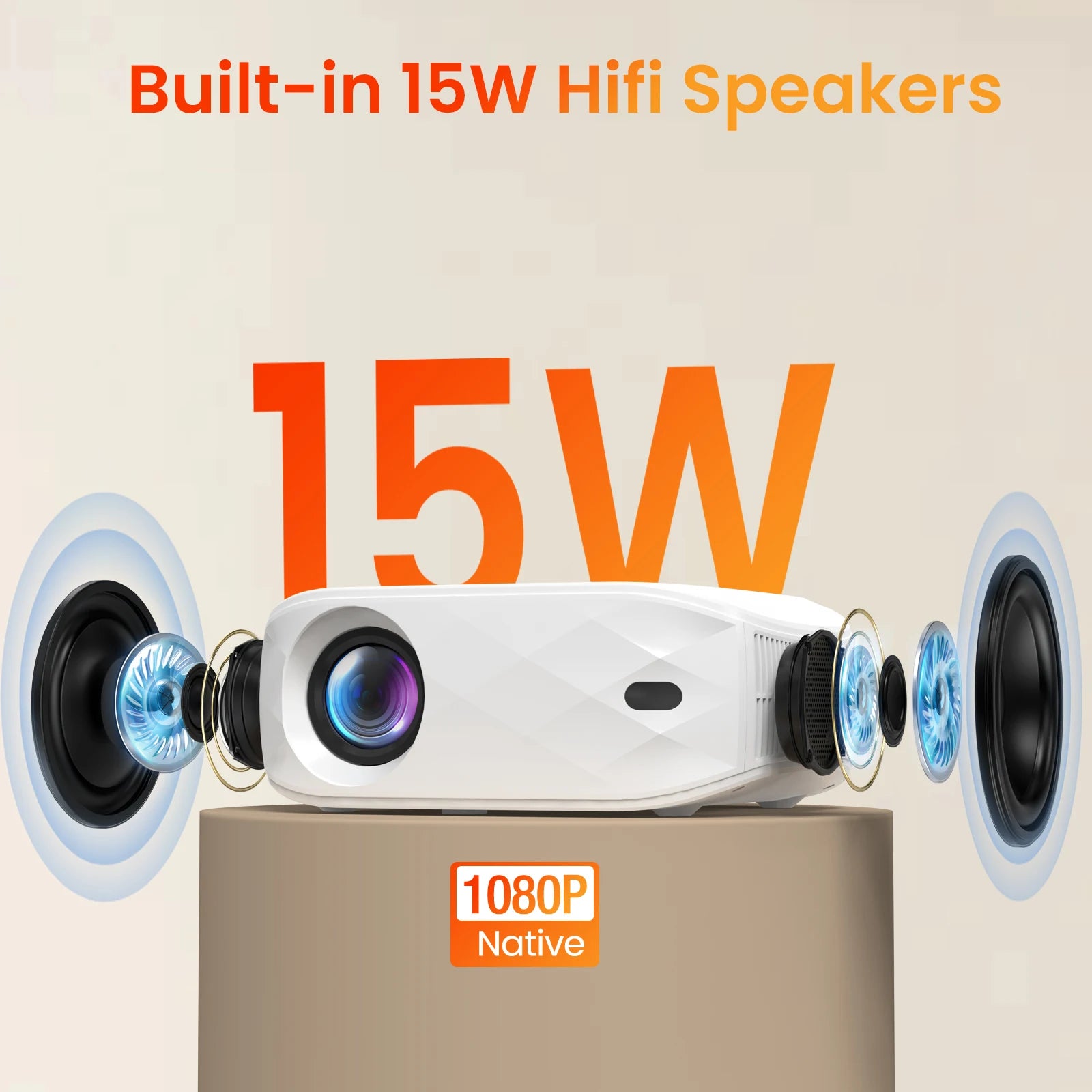 HAPPRUN 12000L 1080P WiFi Bluetooth Projector with Screen, One-Step Mirroring, Outdoor Portable Projector for Phone/HDMI/TV