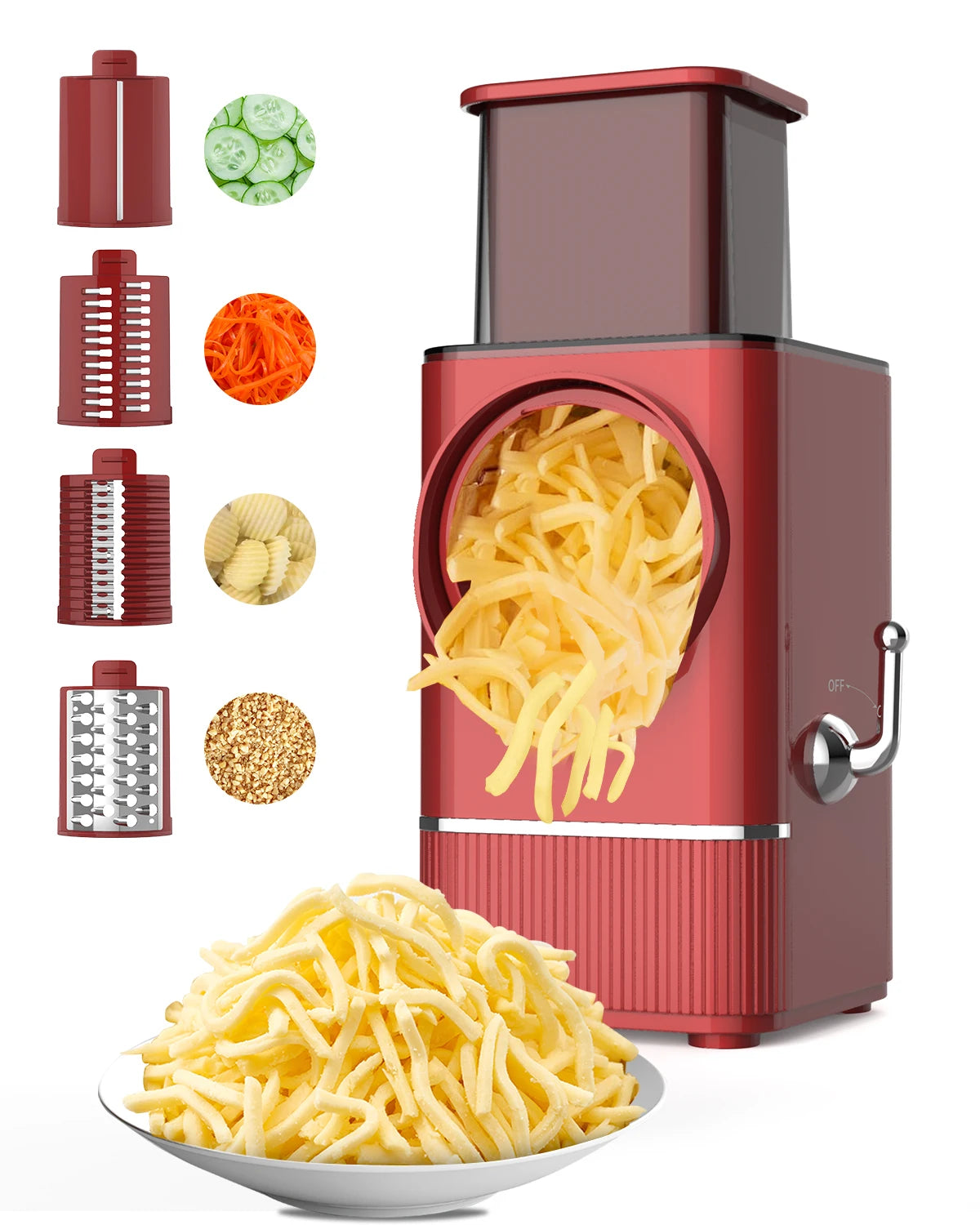 Multifunctional Electric Cheese Grater Salad Maker Automatic Vegetable Slicer for Block Cheese Potato Fruit Nuts Food Processor