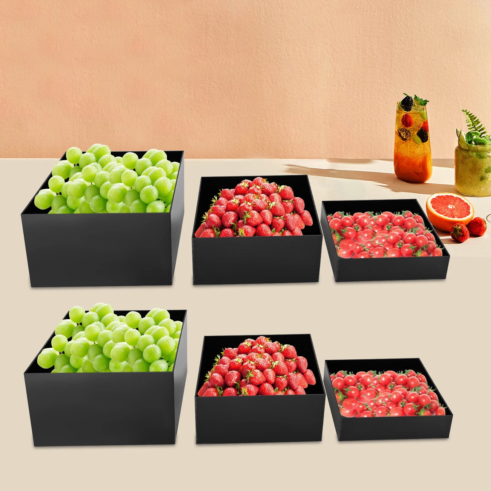 6* Display Stands Black PMMA Display Stands Rectangular Good Load-bearing Capacity Display Stands Tabletop