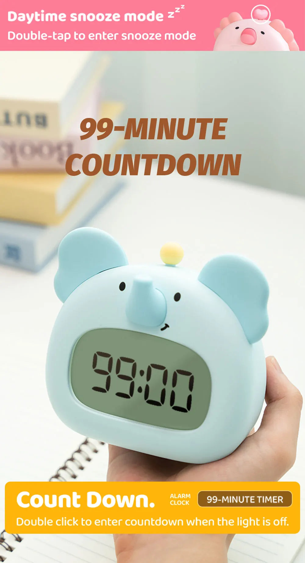 LED Alarm Clock With Night Light Multi-functional Timer Wake Up Alarm Clocks Capybara Axolotl Koala Bedroom Desk Decor Kids Gift