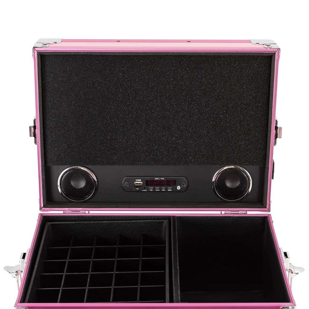 Rolling Manicure Desk Makeup Train Case, Travel Cosmetic Trolley, Storage Organizer Forhair Stylists Pet Groomers Makeup Artists