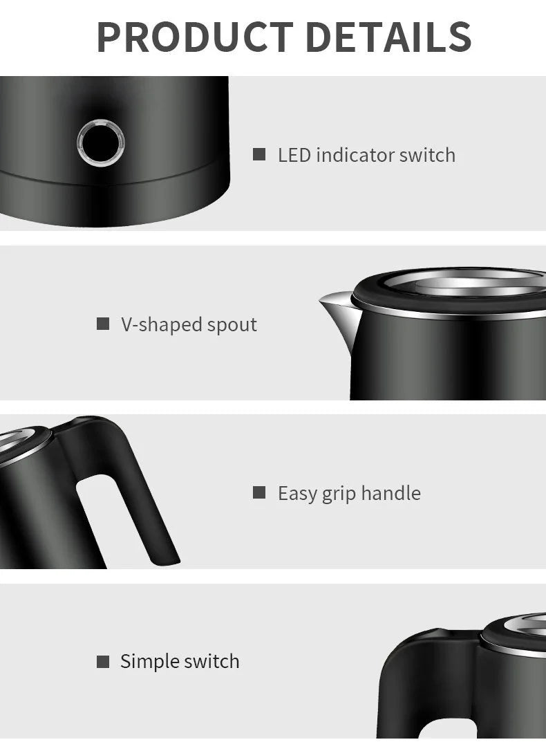 Travel Electric Kettle 500ML Stainless Steel Portable Water Boiler for Tea Coffee Home Kitchen Electric Teapot Smart Kettle