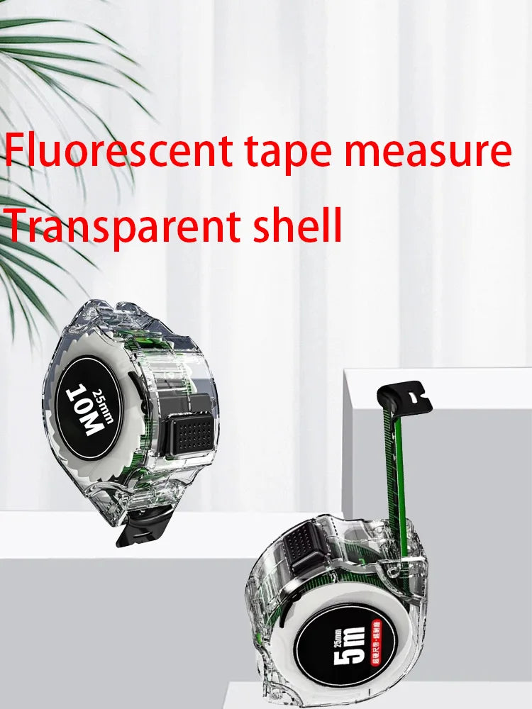 10M Black Fluorescent Tape Measure High Precision Thickened Tape Measure Wear-resistant and Drop-proof Tape Measure