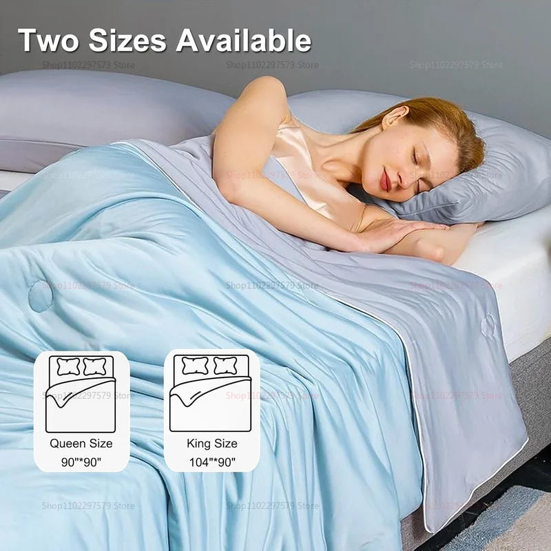 Cooling Blanket Cold Technology Bedding Summer Patchwork Quilts Soft Fashion INS Japan&Korean Green Cold Throws AB Side