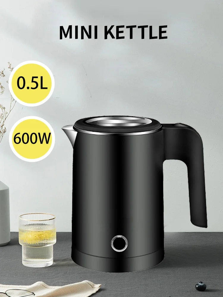 Travel Electric Kettle 500ML Stainless Steel Portable Water Boiler for Tea Coffee Home Kitchen Electric Teapot Smart Kettle