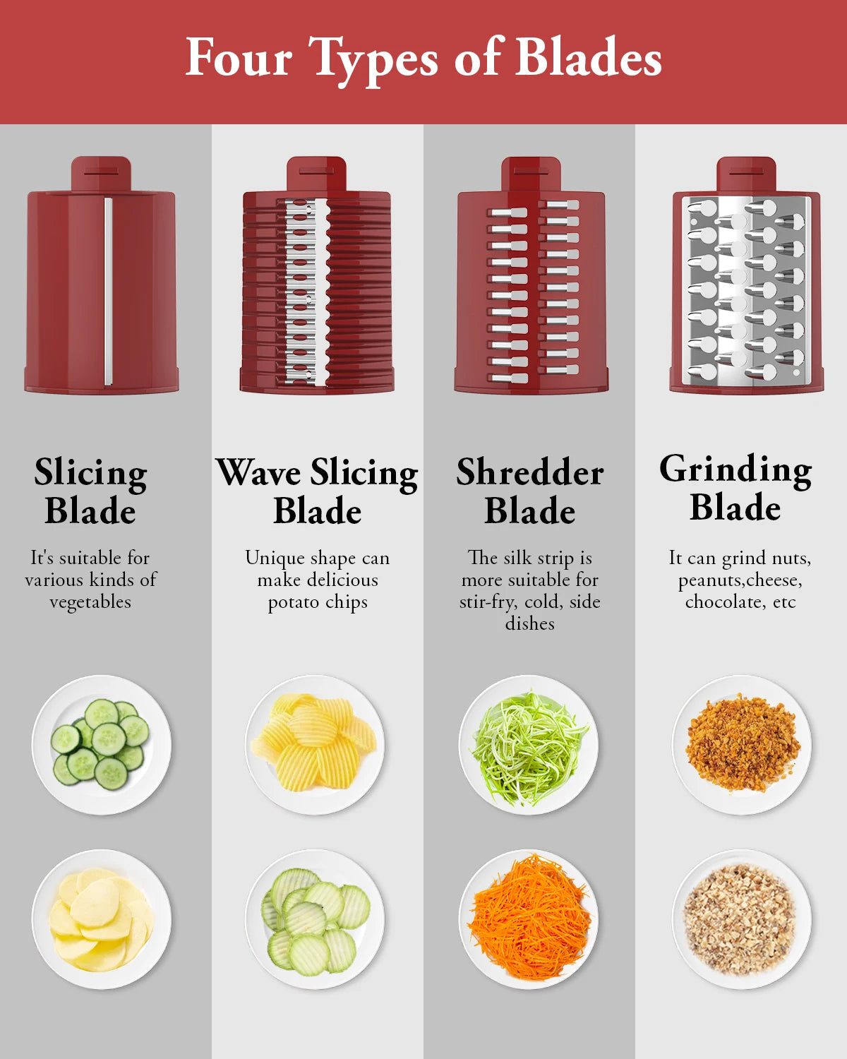 Multifunctional Electric Cheese Grater Salad Maker Automatic Vegetable Slicer for Block Cheese Potato Fruit Nuts Food Processor