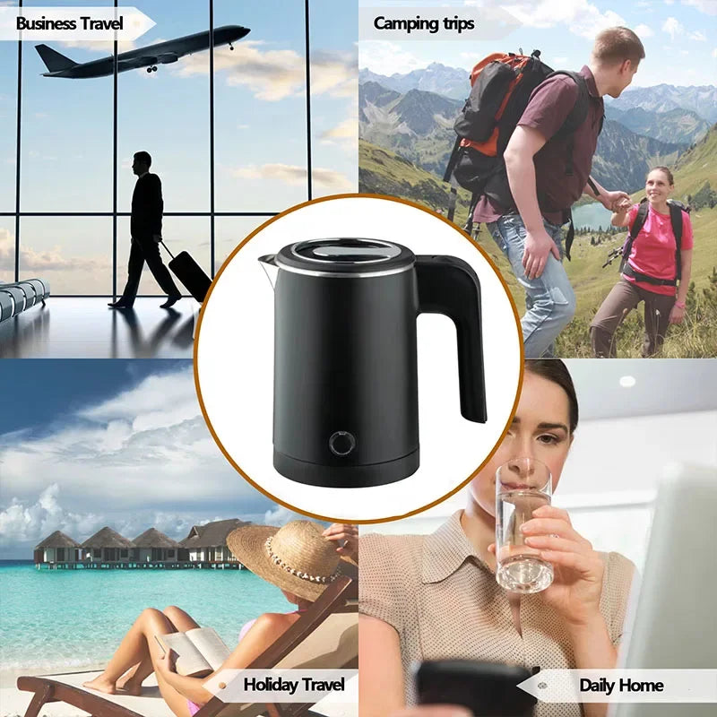Travel Electric Kettle 500ML Stainless Steel Portable Water Boiler for Tea Coffee Home Kitchen Electric Teapot Smart Kettle