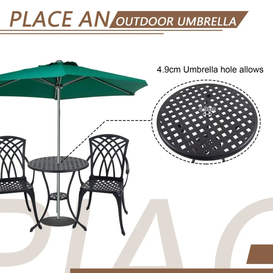 Outdoor 3 Piece Bistro Set Cast Aluminum Bistro Table and Chairs