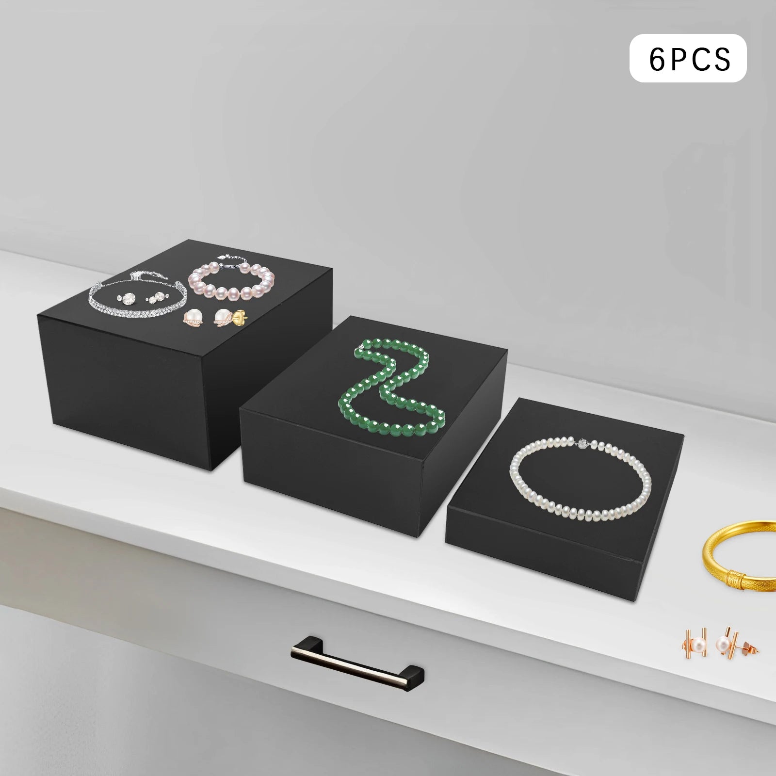 6* Display Stands Black PMMA Display Stands Rectangular Good Load-bearing Capacity Display Stands Tabletop