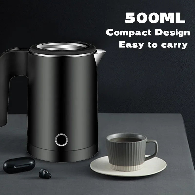 Travel Electric Kettle 500ML Stainless Steel Portable Water Boiler for Tea Coffee Home Kitchen Electric Teapot Smart Kettle