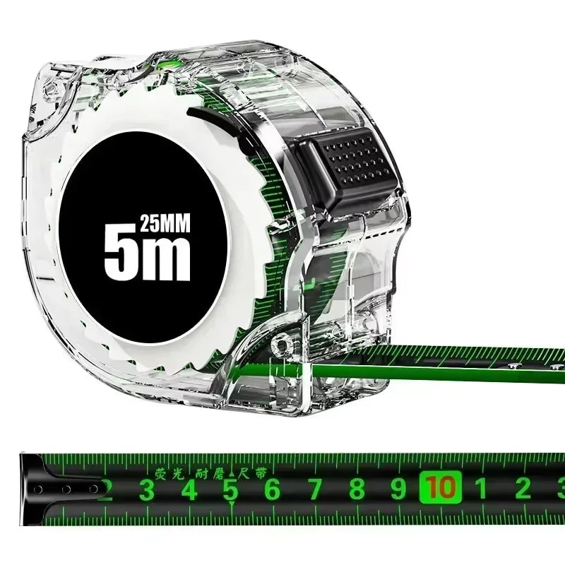10M Black Fluorescent Tape Measure High Precision Thickened Tape Measure Wear-resistant and Drop-proof Tape Measure