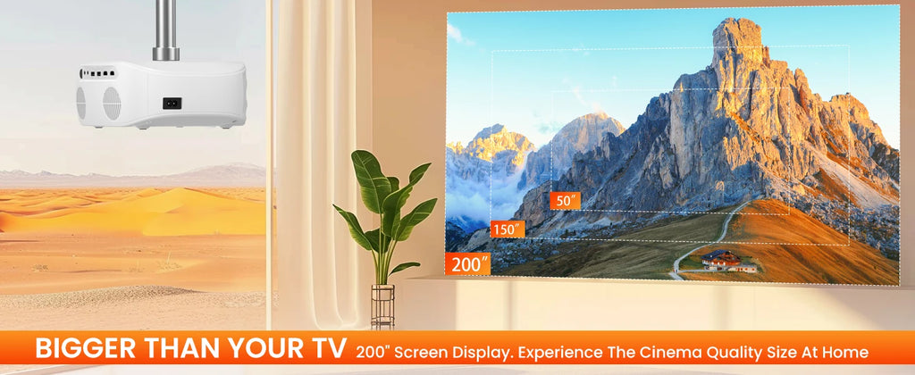 HAPPRUN 12000L 1080P WiFi Bluetooth Projector with Screen, One-Step Mirroring, Outdoor Portable Projector for Phone/HDMI/TV