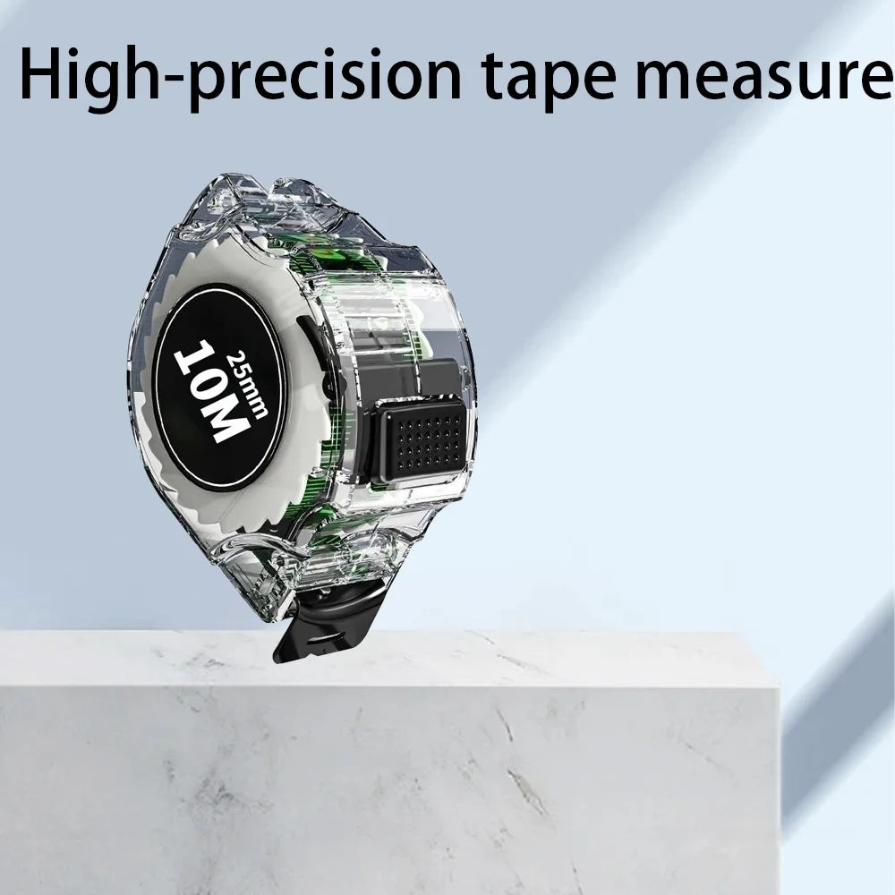 10M Black Fluorescent Tape Measure High Precision Thickened Tape Measure Wear-resistant and Drop-proof Tape Measure