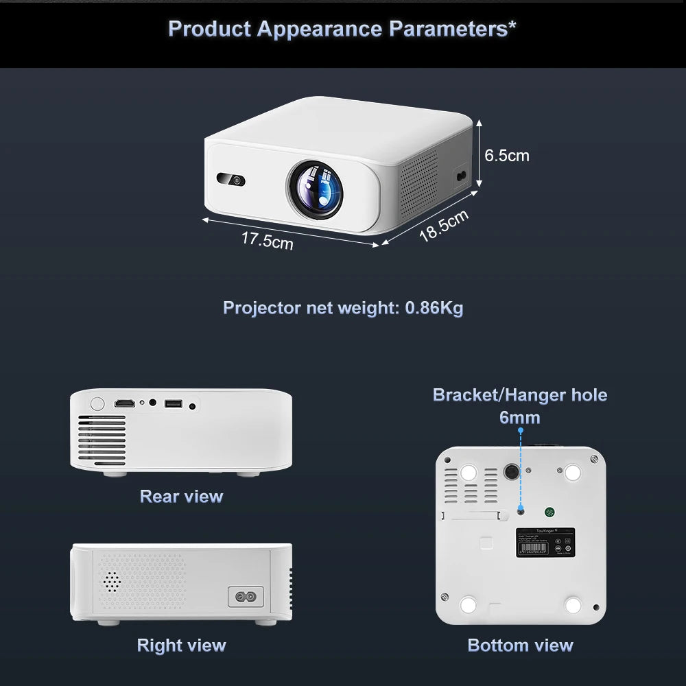 Touyinger L9 Portable Mini Projector  FHD 1080P Full HD Beam 4K Video WiFi Movie Home Theater