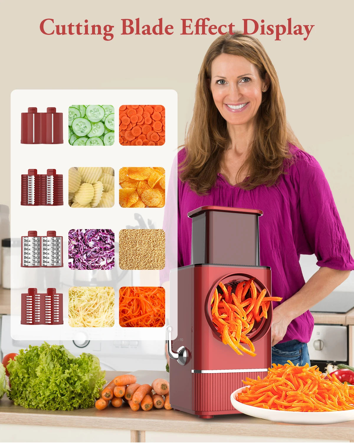 Multifunctional Electric Cheese Grater Salad Maker Automatic Vegetable Slicer for Block Cheese Potato Fruit Nuts Food Processor
