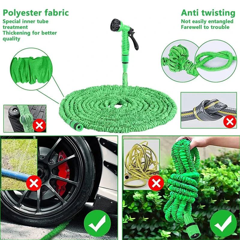 Retractable Magic Garden Hose High Pressure Car Wash Water Gun Portable Pressure Washer for Home Garage Patio Outdoor Cleaning