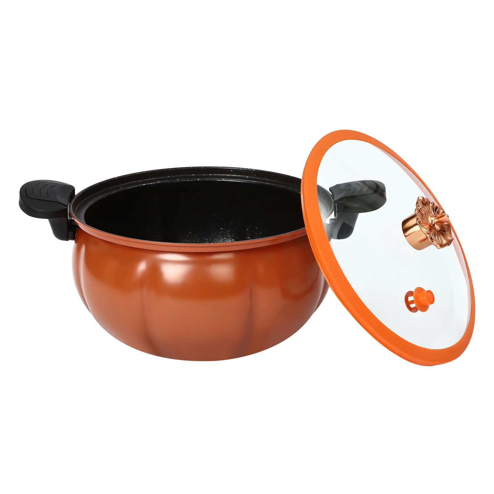 8L Micro Pressure Cooker,Pumpkin-Shaped Non-Stick Pressure Pot with Transparent Lid, Small Gas Pressure Cooker for Home Kitchens