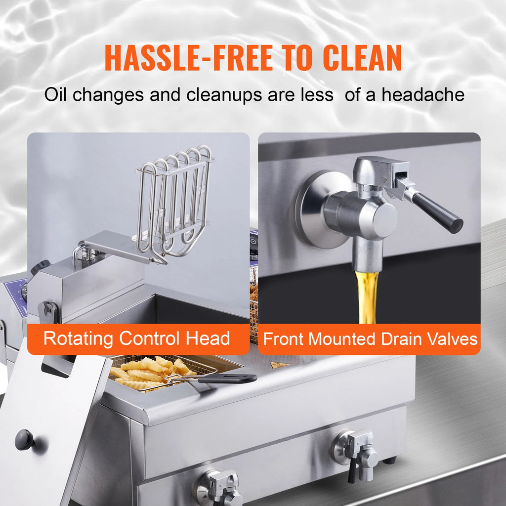 VEVOR  12L 5000W Electric Deep Fryer w/Dual Removable Tanks Commercial Countertop  Fryer for Chicken French Fries Frying Chips