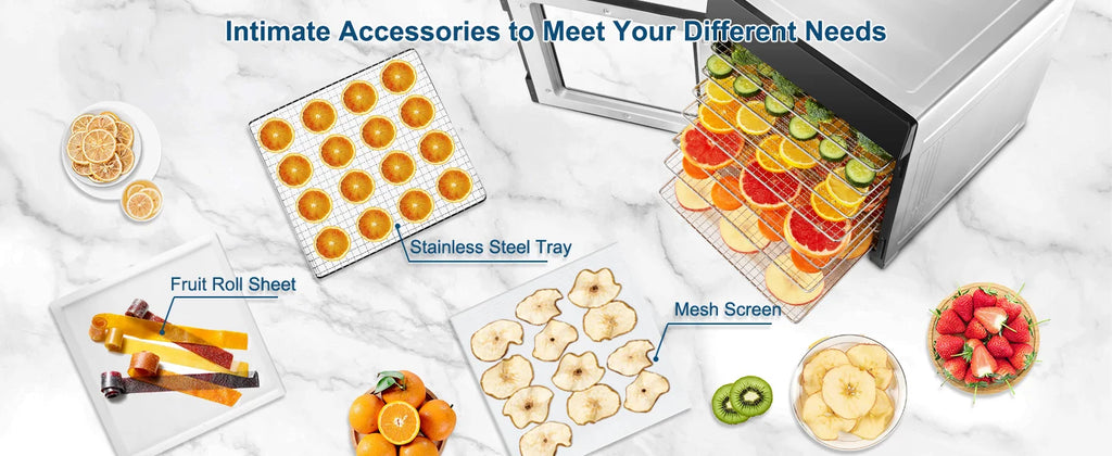 8-Tray Stainless Steel,600W with 4 Presets & Digital Timer for Jerky, Fruit, Herbs - Dishwasher Safe, BPA Free Food Dehydrator