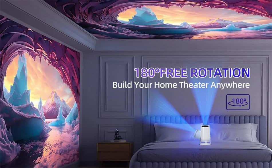 Portable Mini Projector Support 4K Dual Wifi6 260ANSI Bluetooth 5.0 1080P 1280*720P 180° rotation Home Cinema Outdoor Projectors