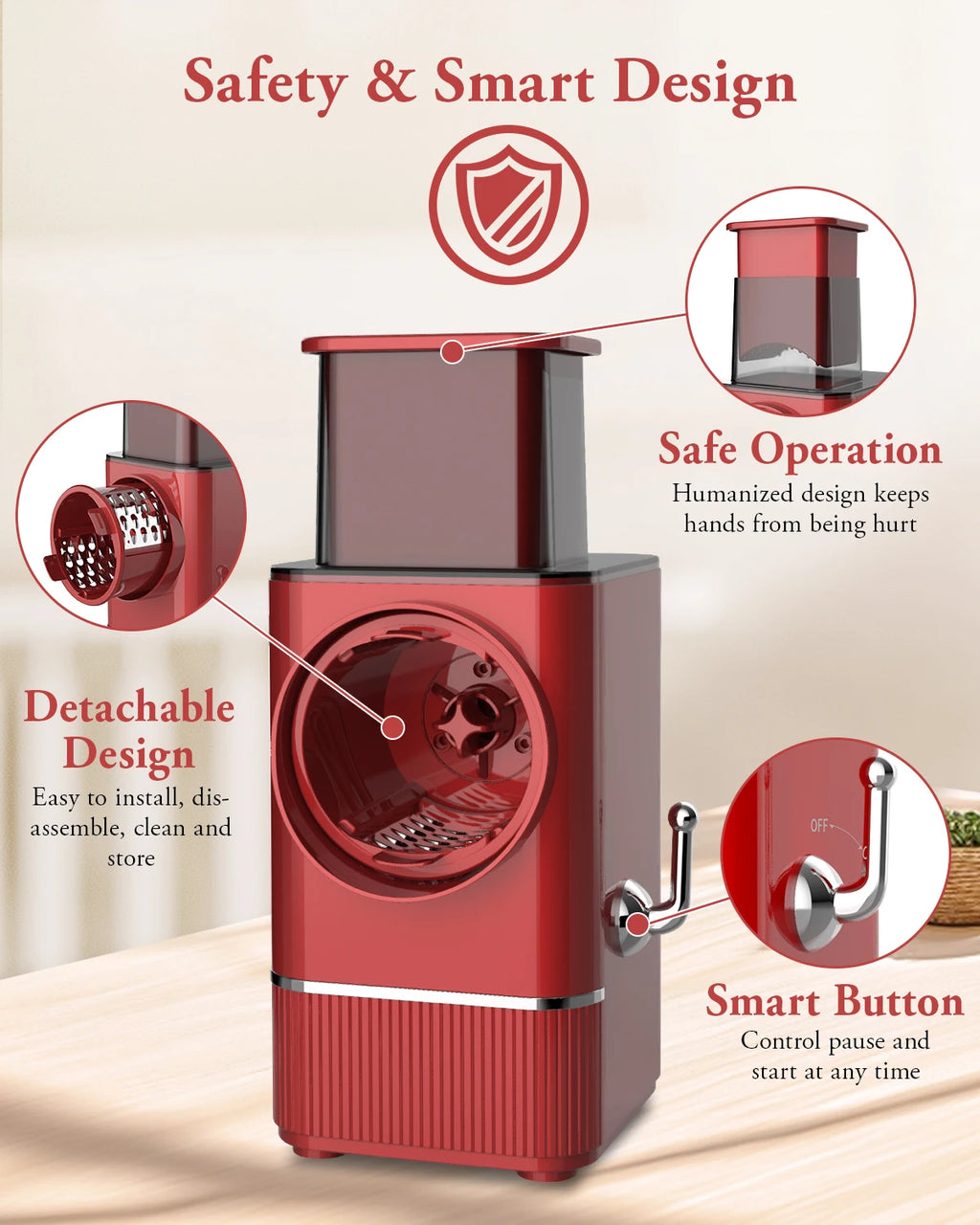 Multifunctional Electric Cheese Grater Salad Maker Automatic Vegetable Slicer for Block Cheese Potato Fruit Nuts Food Processor