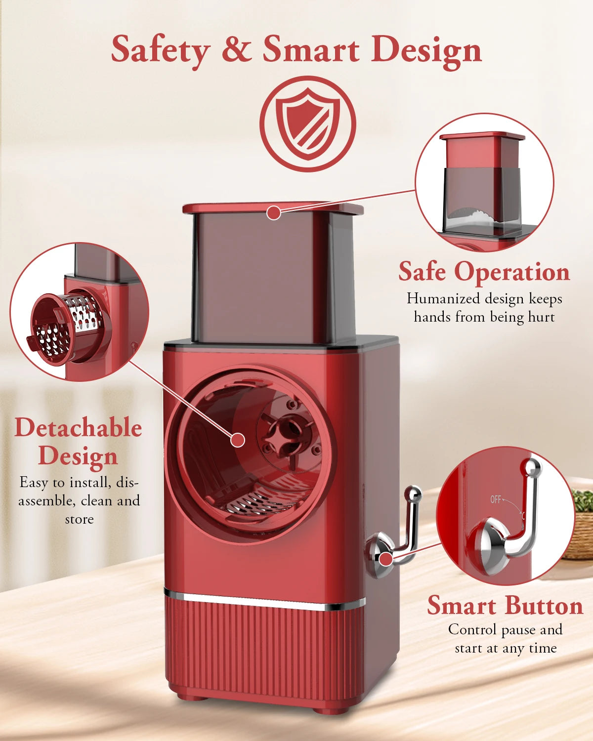 Multifunctional Electric Cheese Grater Salad Maker Automatic Vegetable Slicer for Block Cheese Potato Fruit Nuts Food Processor
