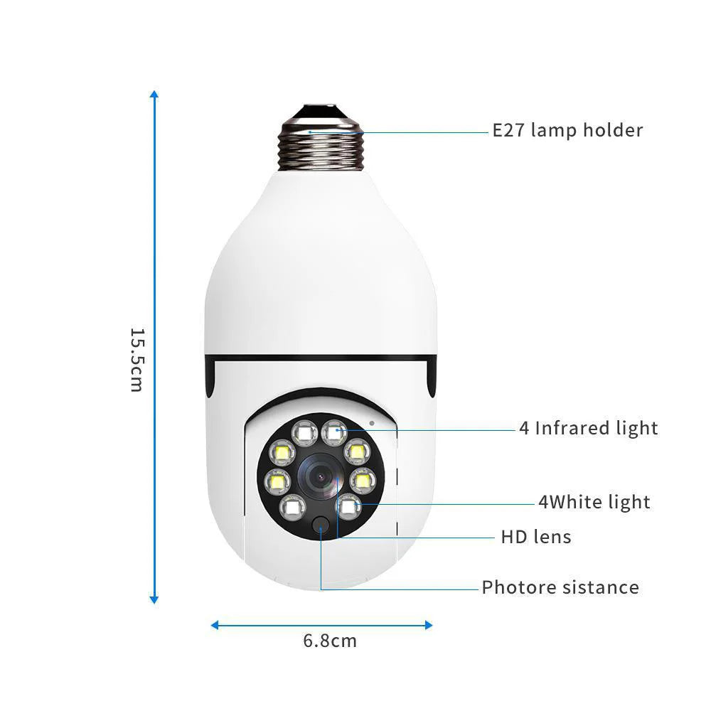 2025 Hot E27 Screw Camera WIFI Surveillance Bulb Camera Full-color Day And Night Lighting Double Light 360 Rotation Dropshipping