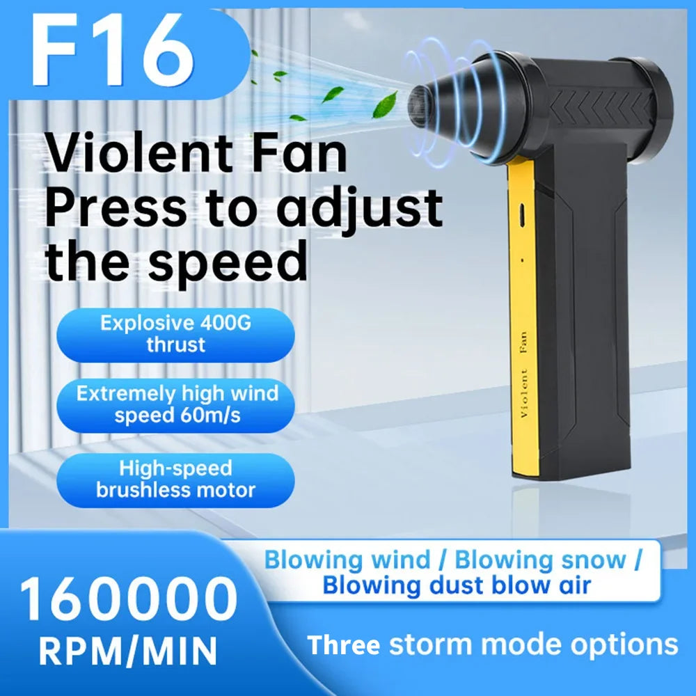 Electric Turbo Jet Fan 160000 RPM Brushless Motor High-Speed Turbo Violent Fan USB Rechargeable Powerful Dust Blower 10000mAh