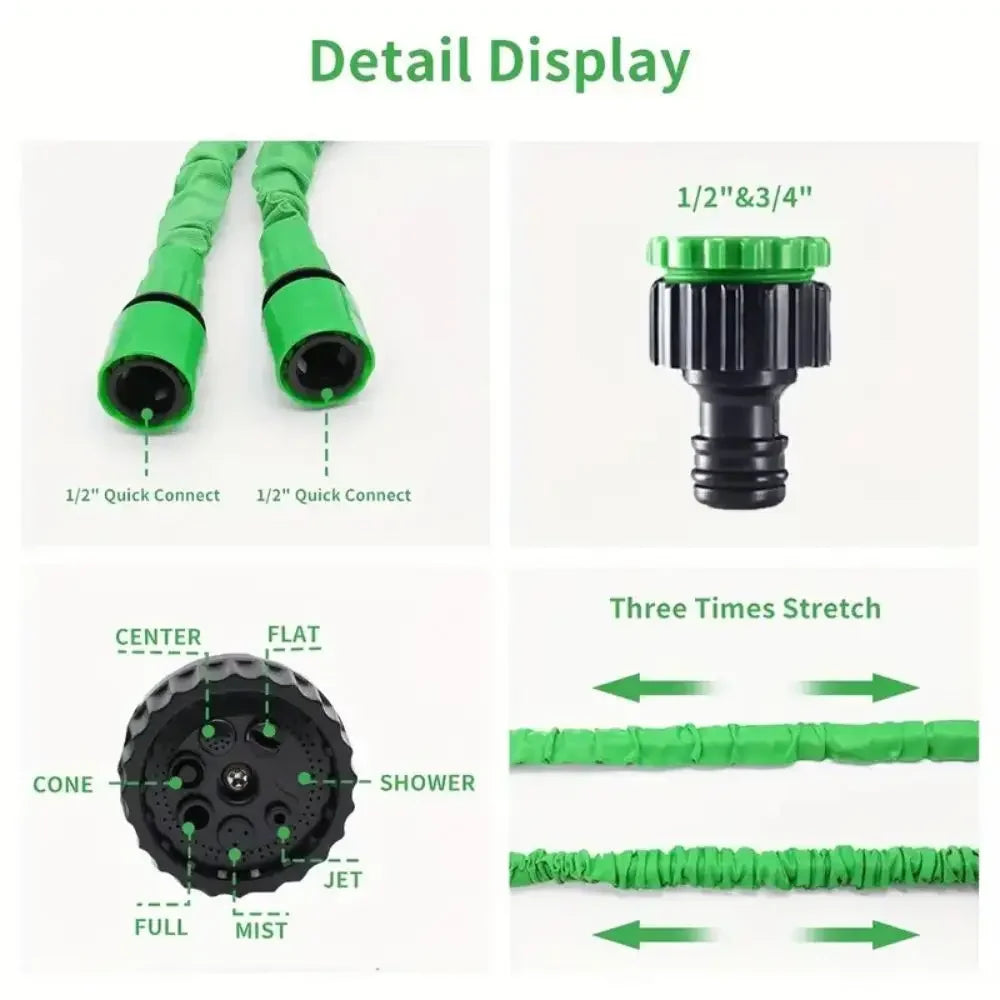 Retractable Magic Garden Hose High Pressure Car Wash Water Gun Portable Pressure Washer for Home Garage Patio Outdoor Cleaning