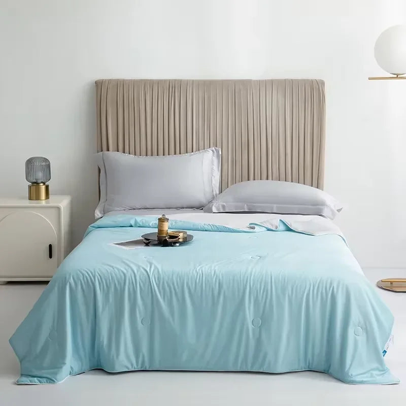 Cooling Blanket Cold Technology Bedding Summer Patchwork Quilts Soft Fashion INS Japan&Korean Green Cold Throws AB Side