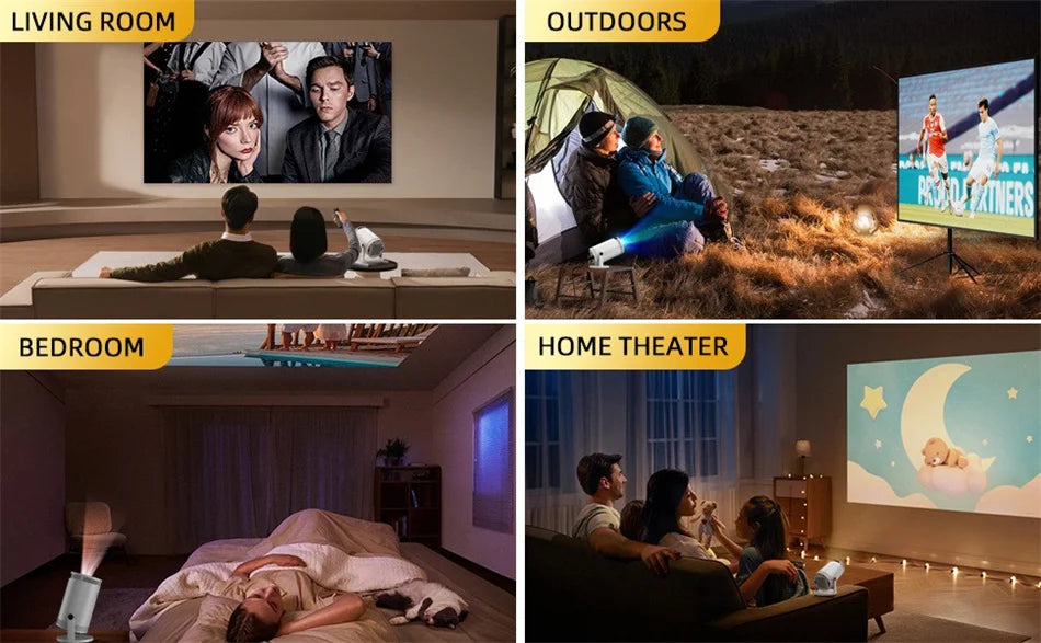 Portable Mini Projector Support 4K Dual Wifi6 260ANSI Bluetooth 5.0 1080P 1280*720P 180° rotation Home Cinema Outdoor Projectors