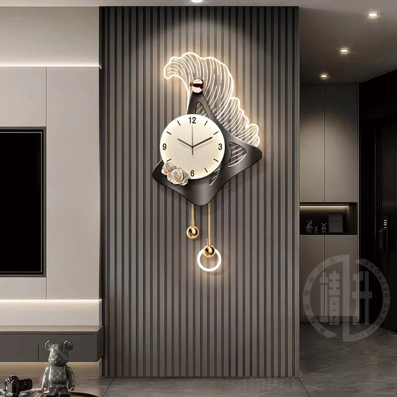Luminous Glass Wall Clocks Art Pendulum Gold Horloge Wall Clocks Murale Design Reloj De Cocina De Pared Living Room Furniture