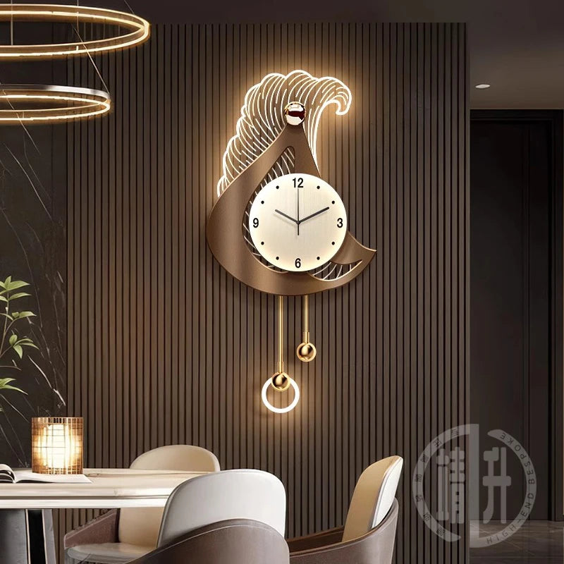 Luminous Glass Wall Clocks Art Pendulum Gold Horloge Wall Clocks Murale Design Reloj De Cocina De Pared Living Room Furniture